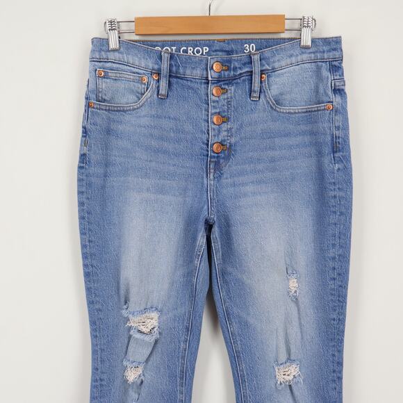 J.Crew 10" Demi Boot Crop Jean Button Fly Greenwich Street Size 30 - Picture 3 of 8